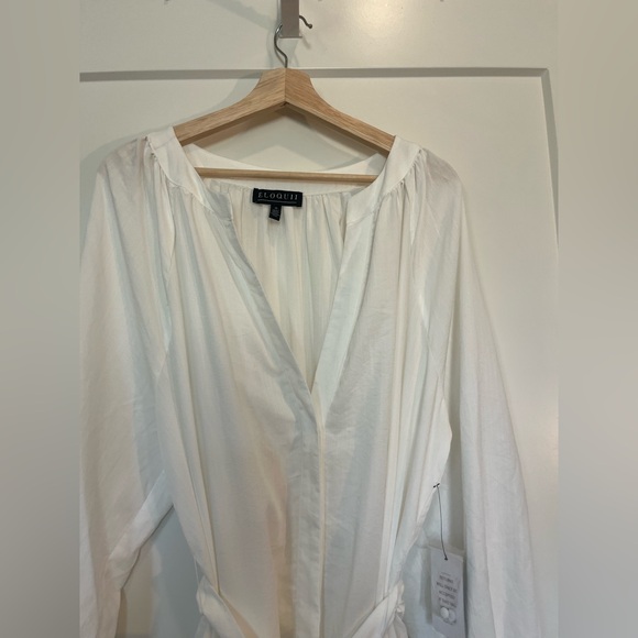 ELOQUII Relaxed White Applique Button Down Giraffe Dress Resort Safari 20 NWT - Picture 5 of 16